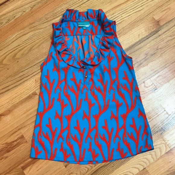 Southern Frock Coral Sleeveless Blouse - Picture 1 of 5